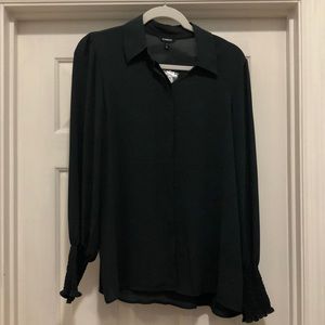 Express Dark Green Long Sleeve Blouse